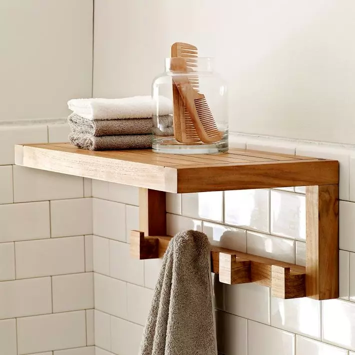 Hylla för handdukar i badrummet (63 bilder): med krokar och vägg, 50 cm från rostfritt stål, handdukshållare med en hylla i badrummet och resten 10421_42