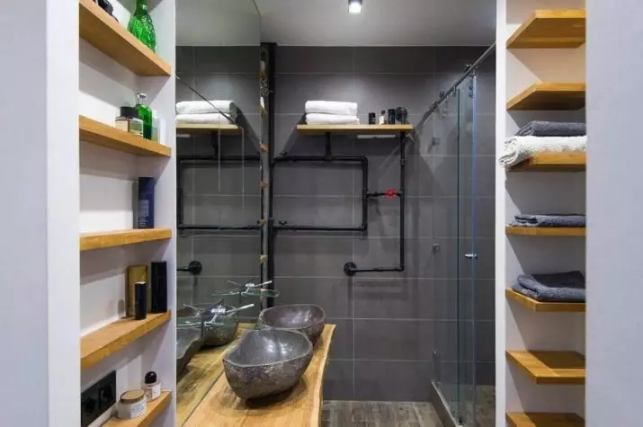 Polica za ručnike u kupaonici (63 fotografije): s kukama i zidom, 50 cm od nehrđajućeg čelika, držač ručnika s policom u kupaonici i ostatku 10421_54