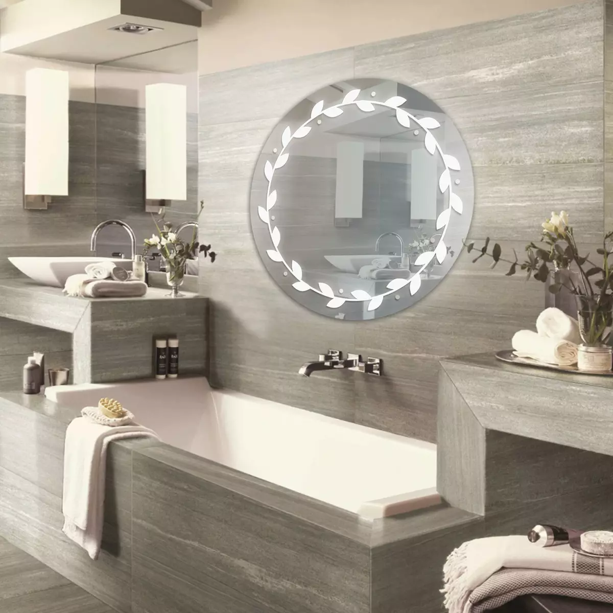Miroir rond dans la salle de bain: miroirs design dans un cadre en bois, miroirs ronds de couleur noire et autre pour la salle de bain 10427_18