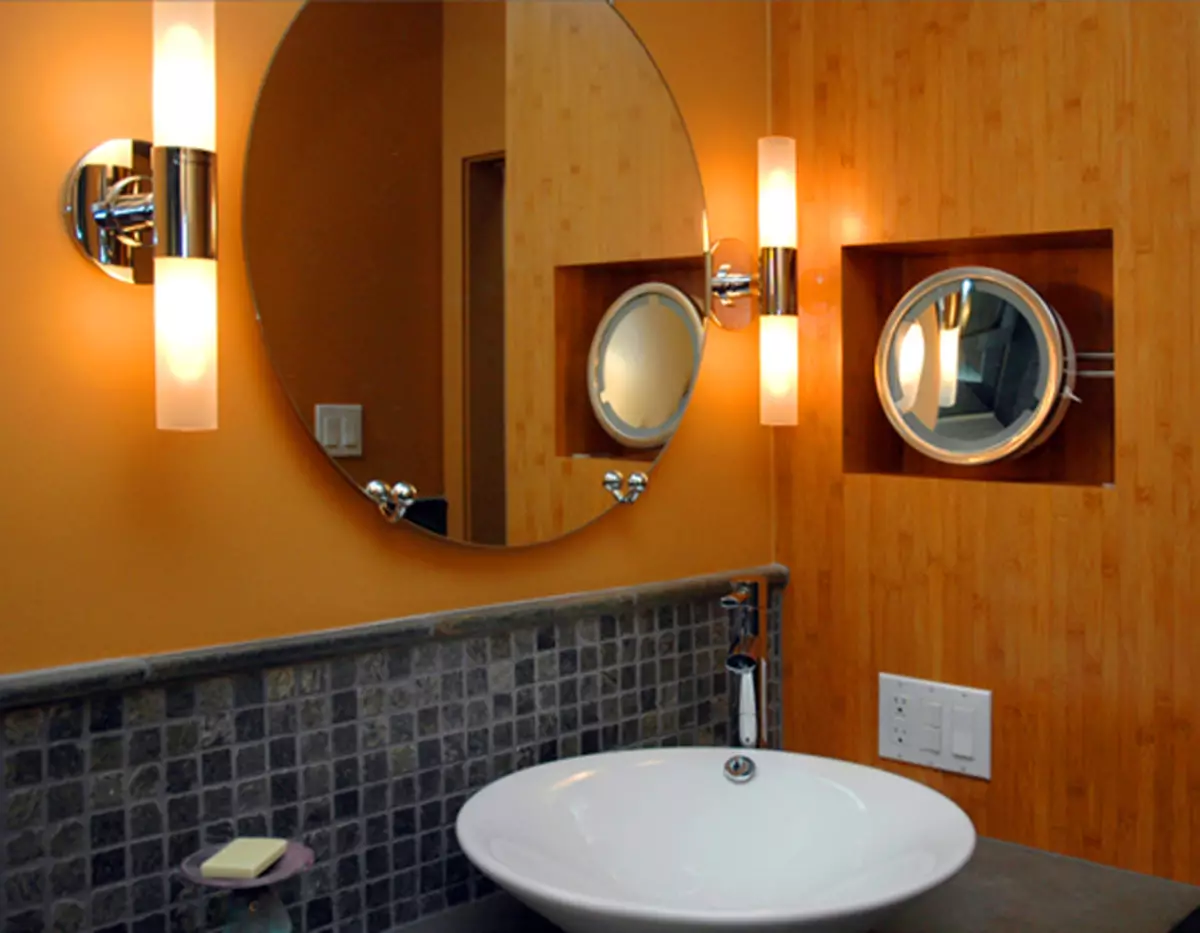 Miroir rond dans la salle de bain: miroirs design dans un cadre en bois, miroirs ronds de couleur noire et autre pour la salle de bain 10427_22