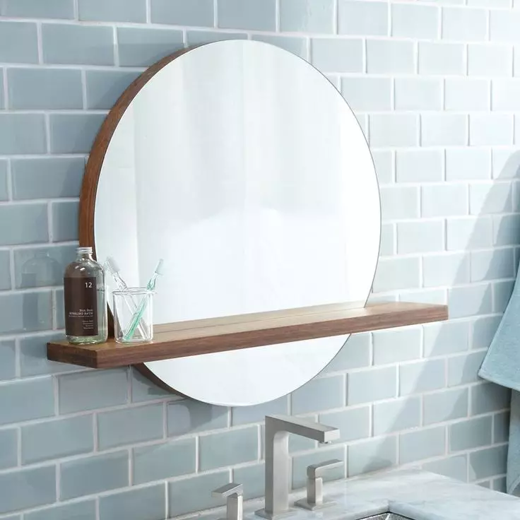 Miroir rond dans la salle de bain: miroirs design dans un cadre en bois, miroirs ronds de couleur noire et autre pour la salle de bain 10427_25