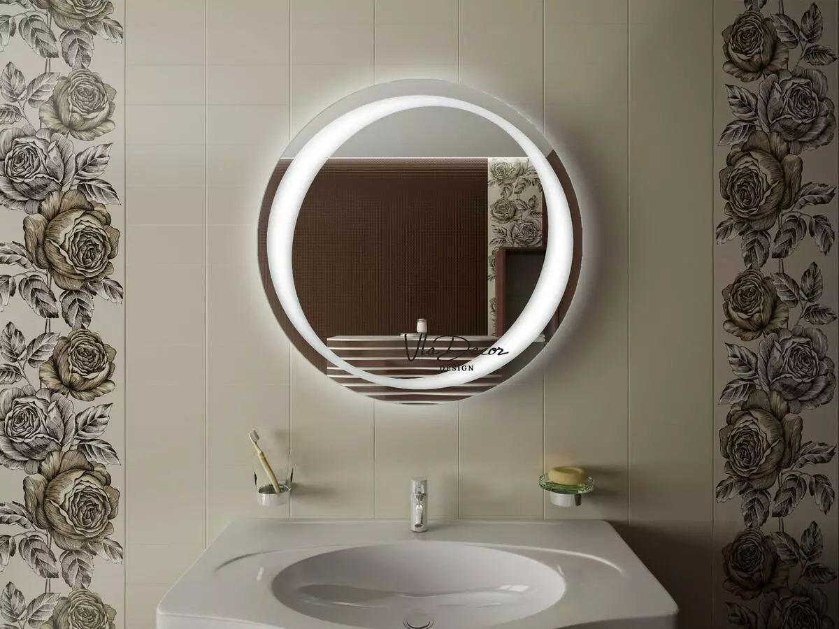 Miroir rond dans la salle de bain: miroirs design dans un cadre en bois, miroirs ronds de couleur noire et autre pour la salle de bain 10427_32