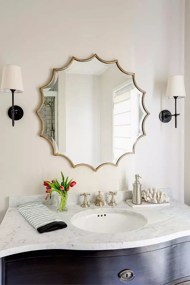 Miroir rond dans la salle de bain: miroirs design dans un cadre en bois, miroirs ronds de couleur noire et autre pour la salle de bain 10427_33