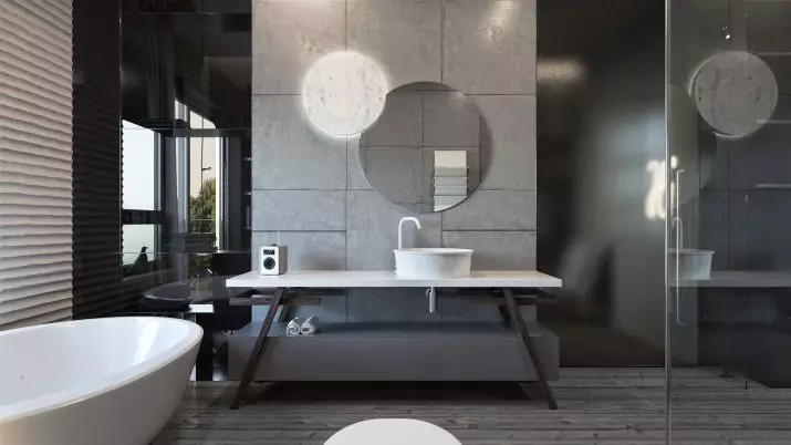 Miroir rond dans la salle de bain: miroirs design dans un cadre en bois, miroirs ronds de couleur noire et autre pour la salle de bain 10427_41