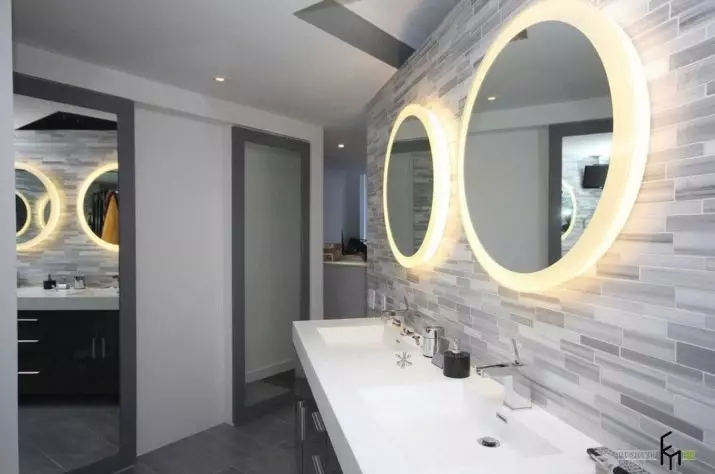 Miroir rond dans la salle de bain: miroirs design dans un cadre en bois, miroirs ronds de couleur noire et autre pour la salle de bain 10427_53