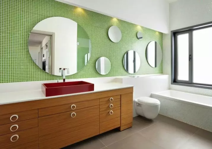 Miroir rond dans la salle de bain: miroirs design dans un cadre en bois, miroirs ronds de couleur noire et autre pour la salle de bain 10427_54