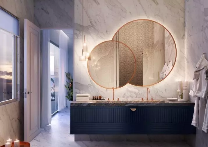 Miroir rond dans la salle de bain: miroirs design dans un cadre en bois, miroirs ronds de couleur noire et autre pour la salle de bain 10427_55