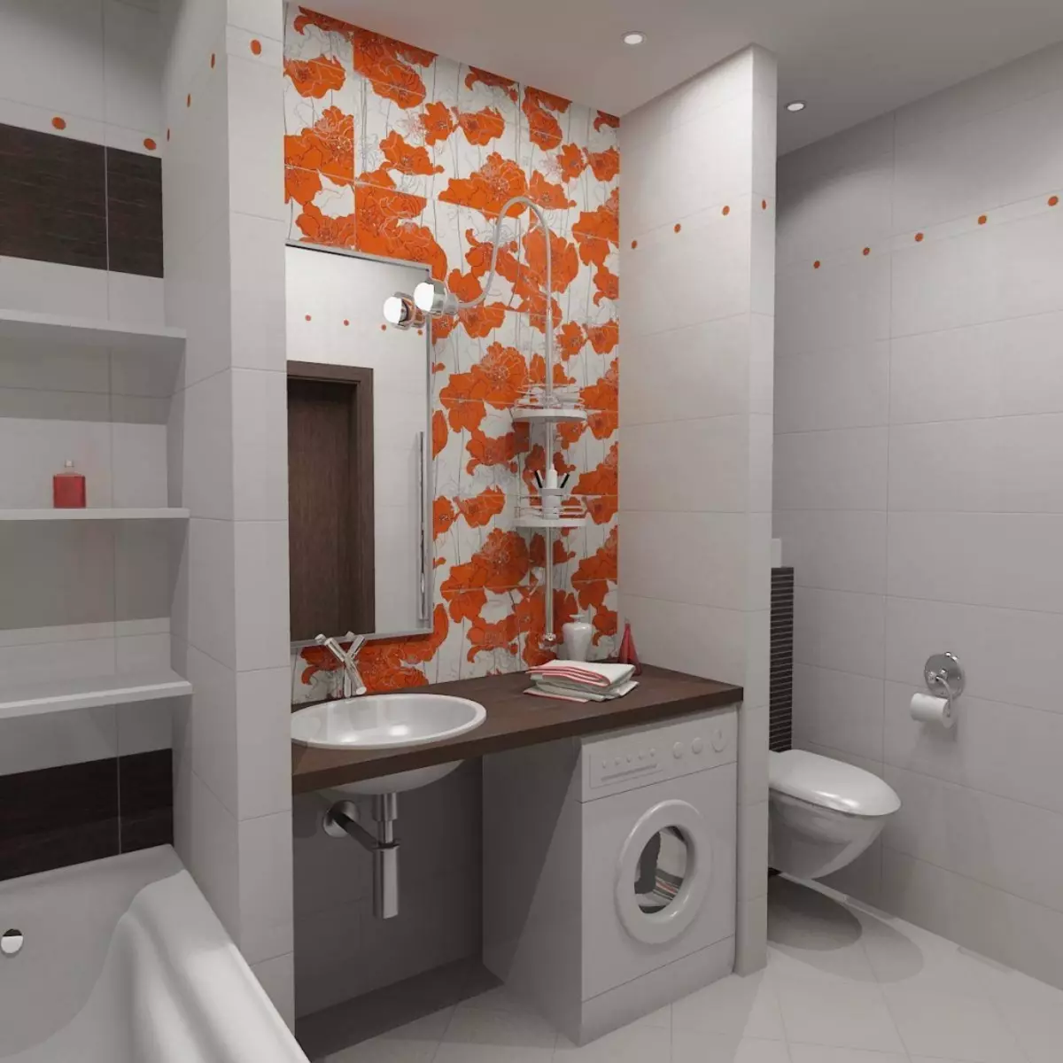 Design de baie combinată de 6 metri pătrați. M (77 fotografii): design interior cu toaletă, layout baie 2 la 3 metri 10454_16