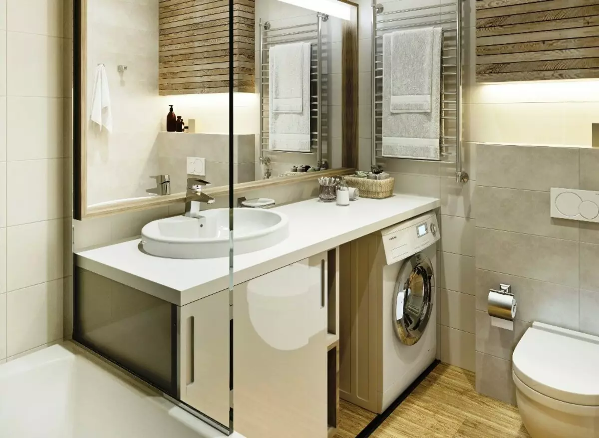 Thiết kế phòng tắm kết hợp 6 mét vuông. M (77 ảnh): Thiết kế nội thất với nhà vệ sinh, bố trí bồn tắm 2 x 3 mét 10454_21