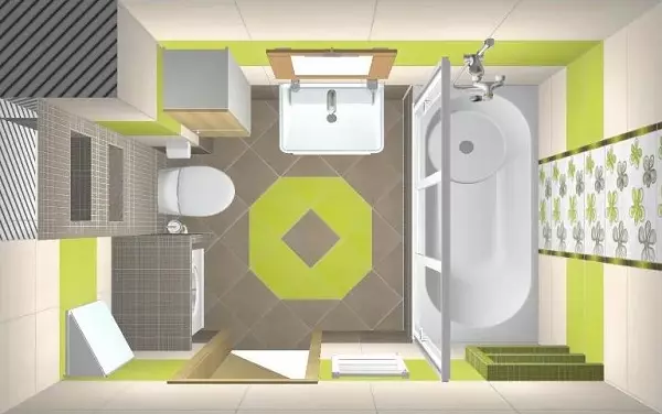 Yhdistetyn kylpyhuoneen suunnittelu 6 neliömetriä. M (77 Valokuvat): Sisustussuunnittelu WC: llä, kylpyasmulla 2 3 metriä 10454_22