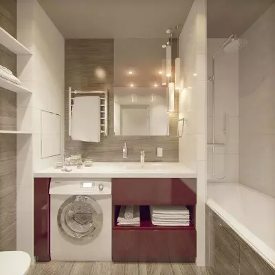 Desain kamar mandi gabungan 6 meter persegi. M (77 Foto): Desain interior dengan toilet, tata letak mandi 2 kali 3 meter 10454_24