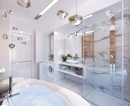 Σχεδιασμός συνδυασμένου μπάνιου 6 τετραγωνικών μέτρων. M (77 φωτογραφίες): Εσωτερική σχεδίαση με τουαλέτα, διάταξη λουτρού 2 κατά 3 μέτρα 10454_39