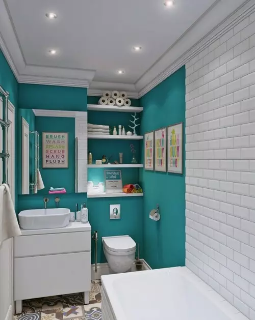 Desain kamar mandi gabungan 6 meter persegi. M (77 Foto): Desain interior dengan toilet, tata letak mandi 2 kali 3 meter 10454_45