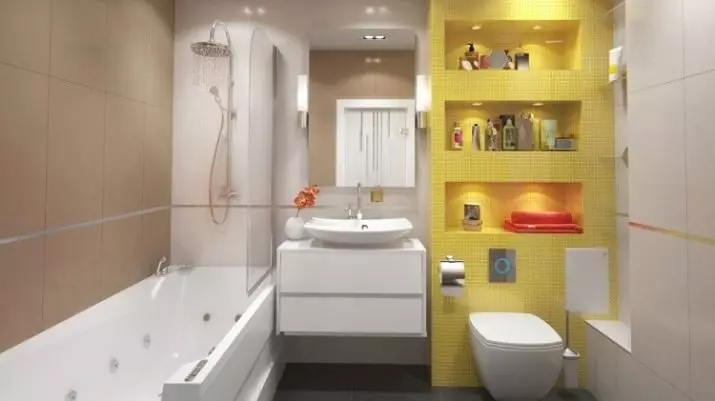 Disenyo ng pinagsamang banyo 6 metro kuwadrado. M (77 mga larawan): Interior design na may toilet, bath layout 2 by 3 meters 10454_50