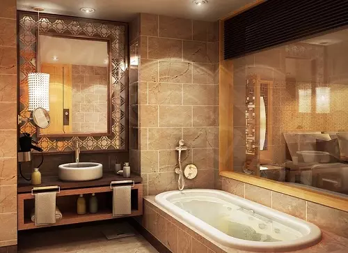 Disenyo ng pinagsamang banyo 6 metro kuwadrado. M (77 mga larawan): Interior design na may toilet, bath layout 2 by 3 meters 10454_59