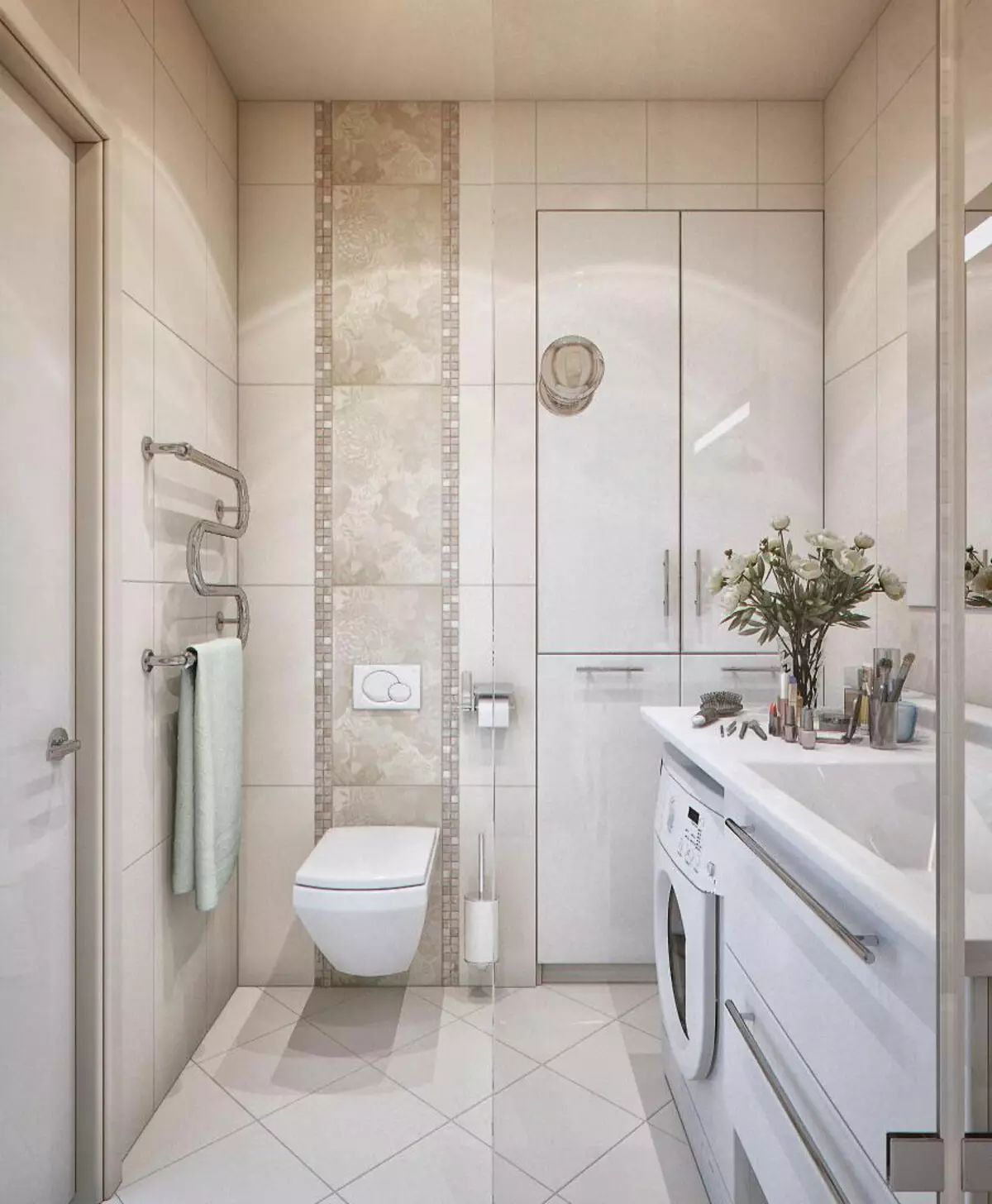 Dizajn kombinovanej kúpeľne 6 metrov štvorcových. M (77 fotografií): interiérový dizajn s WC, rozloženie kúpeľa 2 o 3 metre 10454_6