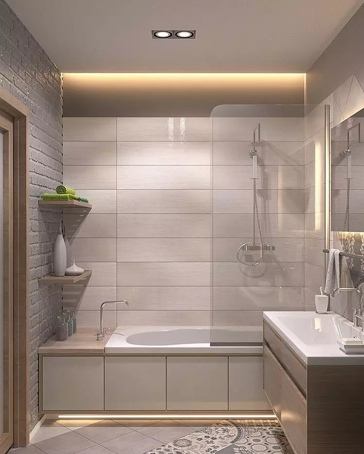 Σχεδιασμός συνδυασμένου μπάνιου 6 τετραγωνικών μέτρων. M (77 φωτογραφίες): Εσωτερική σχεδίαση με τουαλέτα, διάταξη λουτρού 2 κατά 3 μέτρα 10454_65