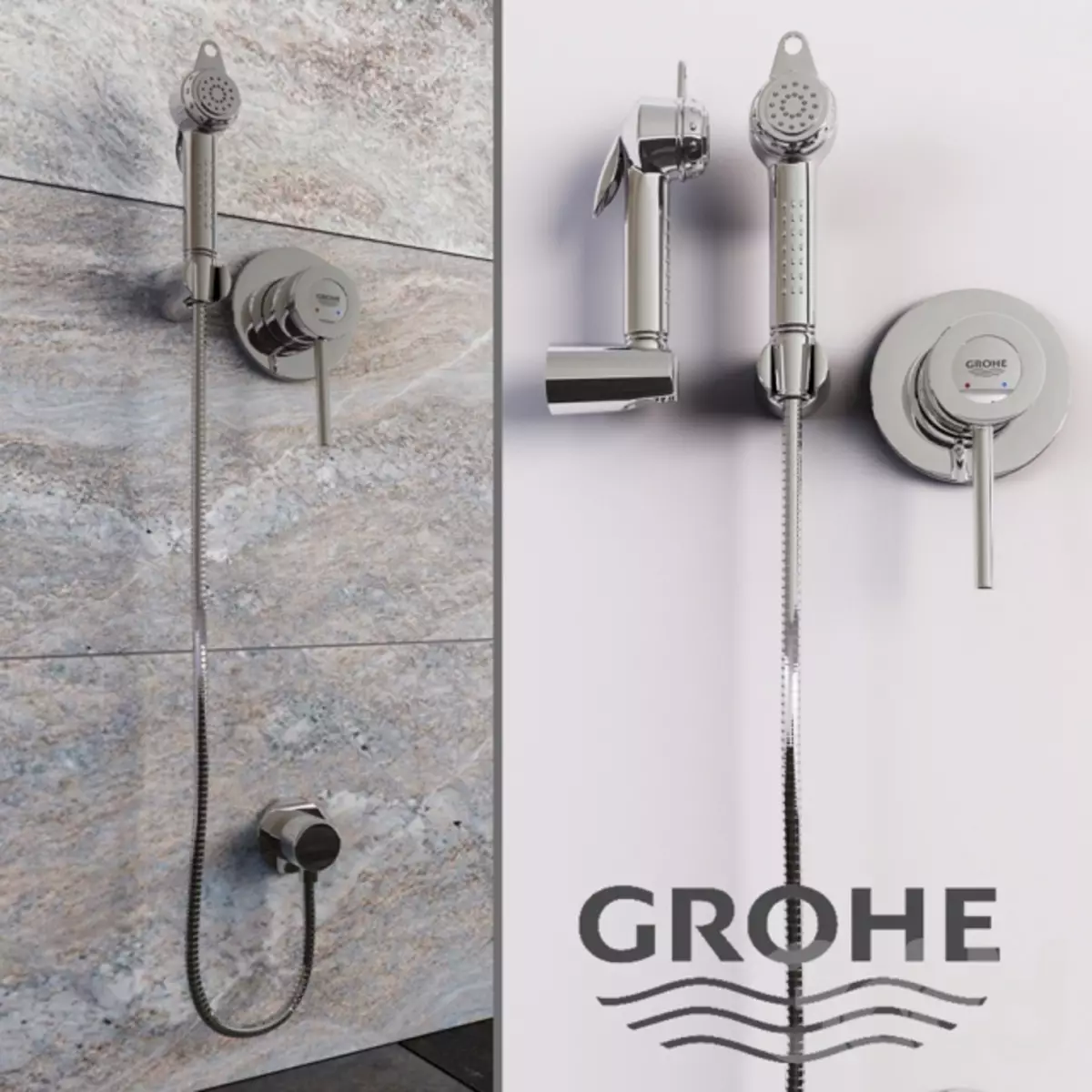 Hygienická sprcha GROHE: Súprava s miešačkami a vodopádmi, Bauflow a Baucurve Review, modely s hadicou a termostatom 10468_10