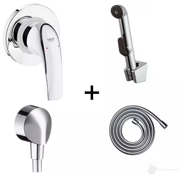 Grohe Hygienedusche: ein Satz mit Mischer und Waterboards, Bauflow und Baucurve Überprüfung, Modellen mit Schlauch und Thermostat 10468_12