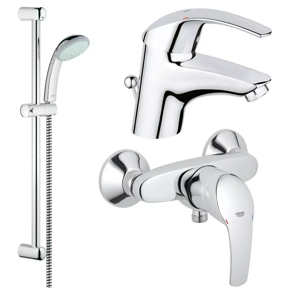 Hygiene Shower Grohe: A set dengan mixer dan papan air, tinjauan BAUFLOW dan BAUCURVE, model dengan selang dan termostat 10468_14
