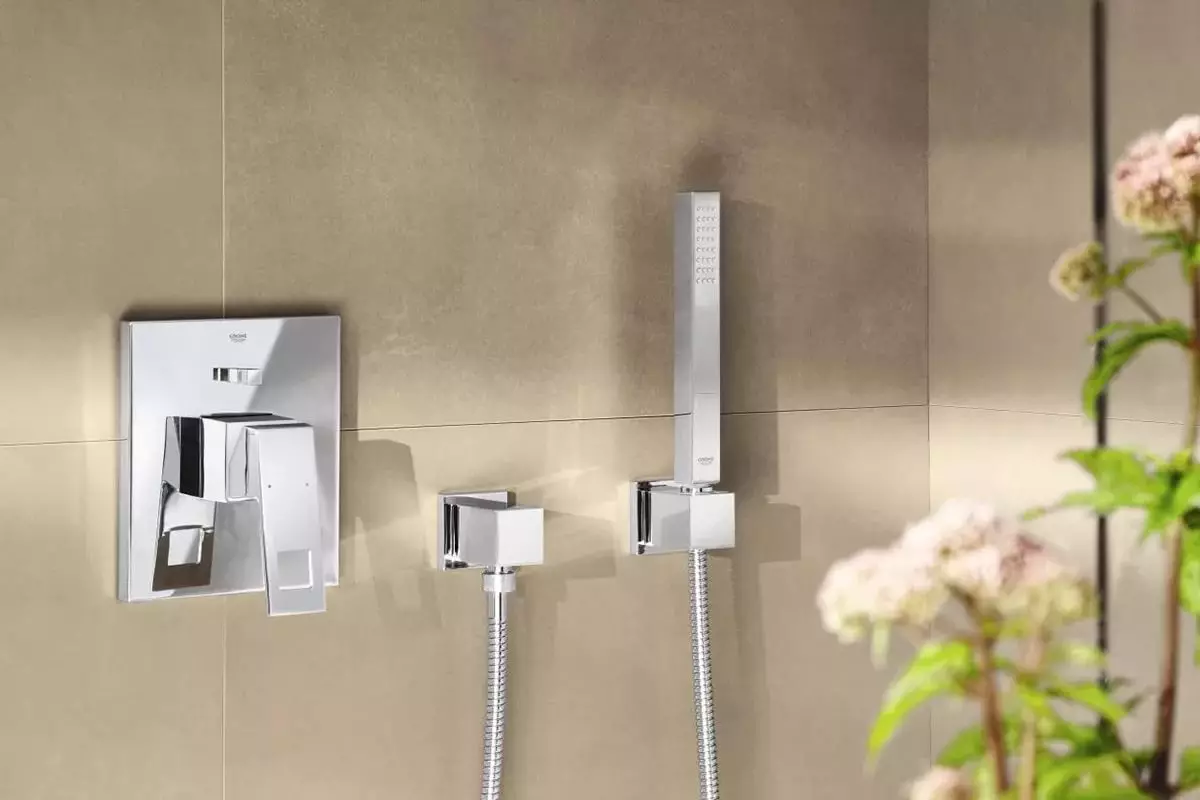 Higjiena e Grohe: një grup me miksera dhe waterboards, Bauflow dhe Baucurve shqyrtim, modele me çorape dhe termostat 10468_22