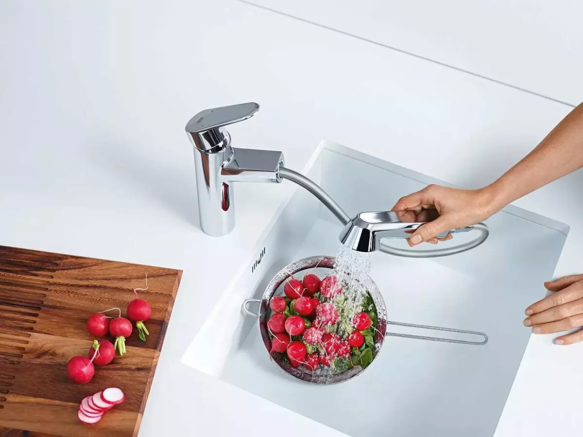 Grohe Hygienedusche: ein Satz mit Mischer und Waterboards, Bauflow und Baucurve Überprüfung, Modellen mit Schlauch und Thermostat 10468_5