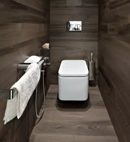 Badezimmer in einem Holzhaus (76 Fotos): Zimmerauslegung in einem Haus einer Bar im Land, Beispiele für Bodenabfertigung, Lüftungsschemata 10475_40