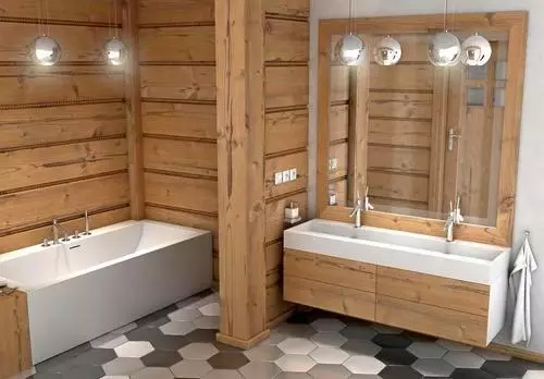 الحمام في منزل خشبي (76 صور): تصميم غرفة في منزل من حانة في البلاد، والأمثلة على إنهاء الأرضيات، وخطط التهوية 10475_58