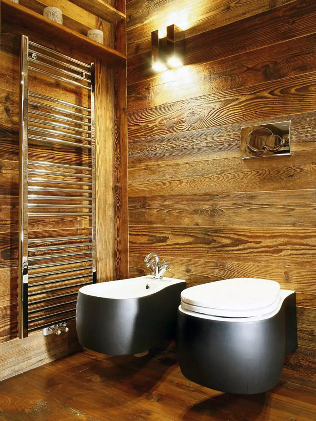 Μπάνιο σε ξύλινο σπίτι (76 φωτογραφίες): Σχεδιασμός δωματίου σε ένα σπίτι ενός μπαρ στη χώρα, παραδείγματα φινίρισμα δαπέδου, συστήματα εξαερισμού 10475_6