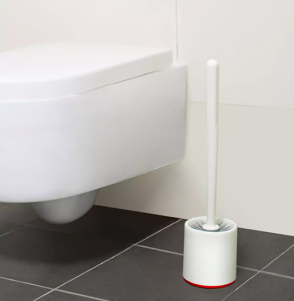 Borste för toalett (47 foton): Översikt över golv toalettborstar med stativ och hängande väggmonterad borste för toalett, välj silikon och keramiska hjältar 10477_38