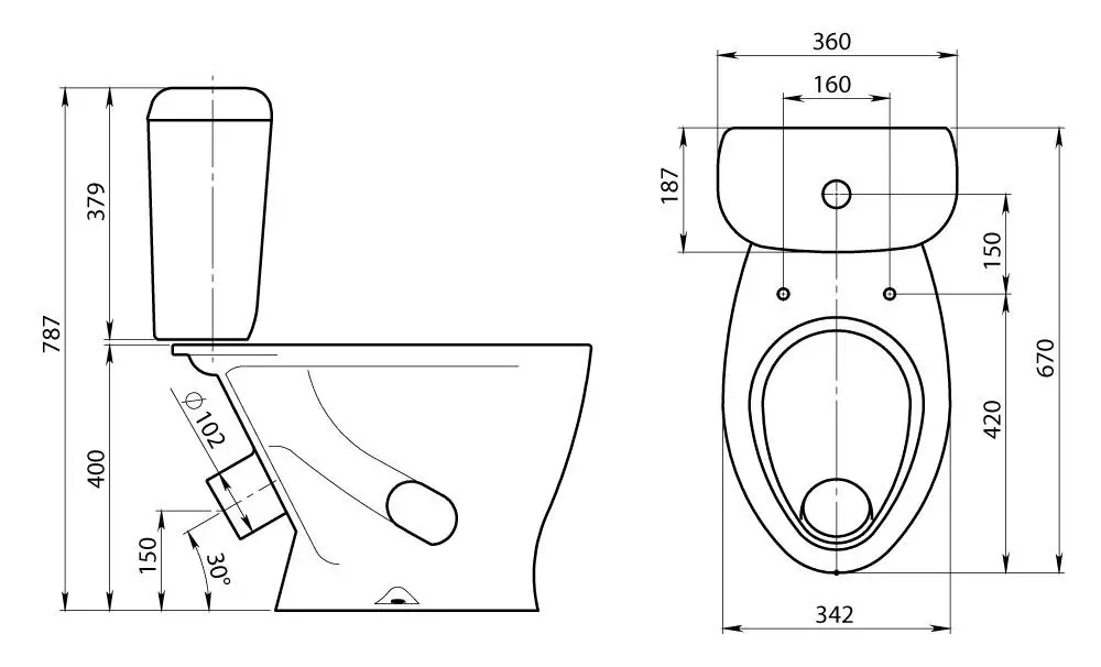Toilet kecil: dimensi mangkuk mini-toilet dengan tangki untuk toilet berukuran kecil. Pilihan toilet kecil dewasa 10484_21