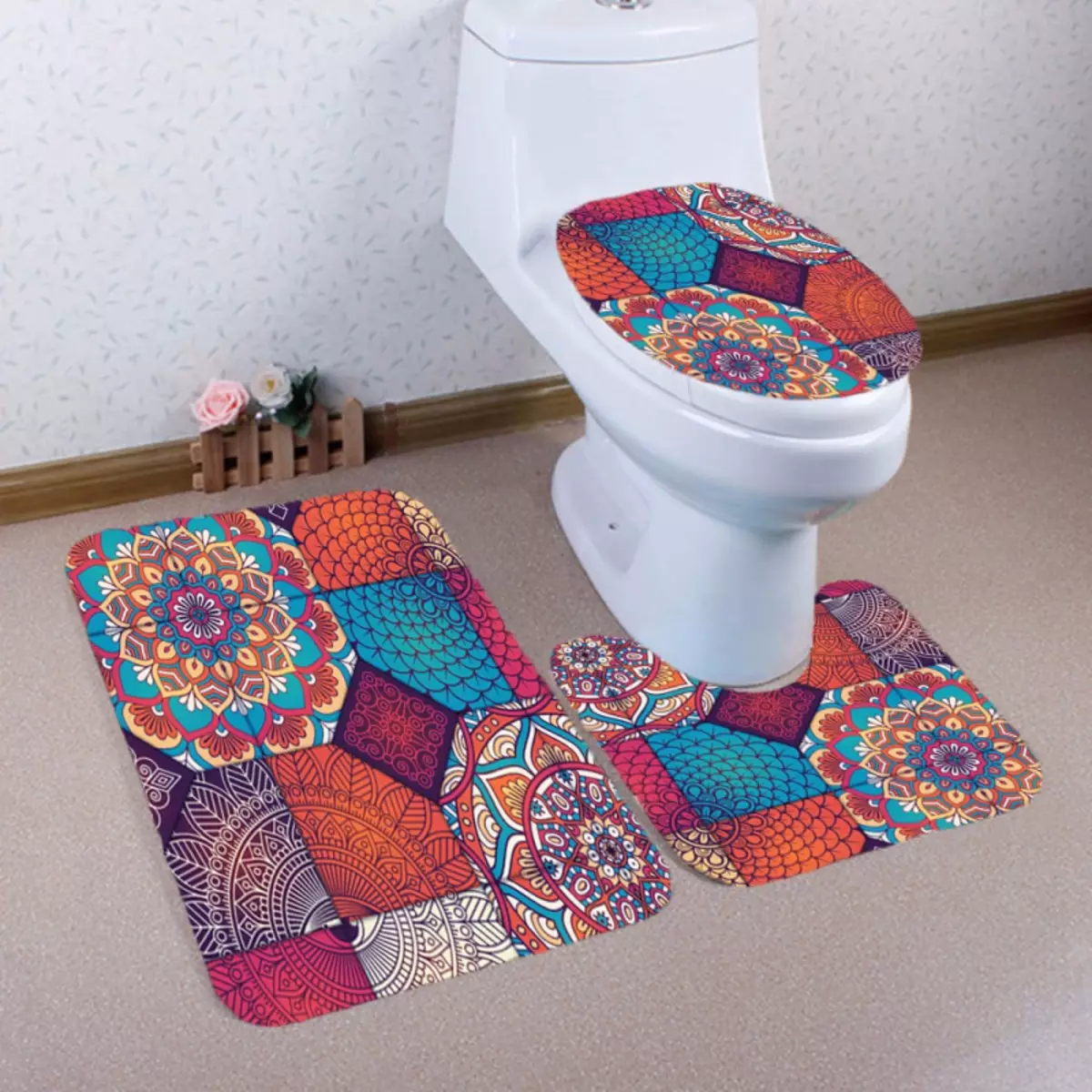 שטיחים לשירותים (40 תמונות): מודלים עם צוואר לשירותים, נוף של שטיחי טואלט מ איקאה יצרנים אחרים, מחצלות ירוקות גומי ועוד 10486_21