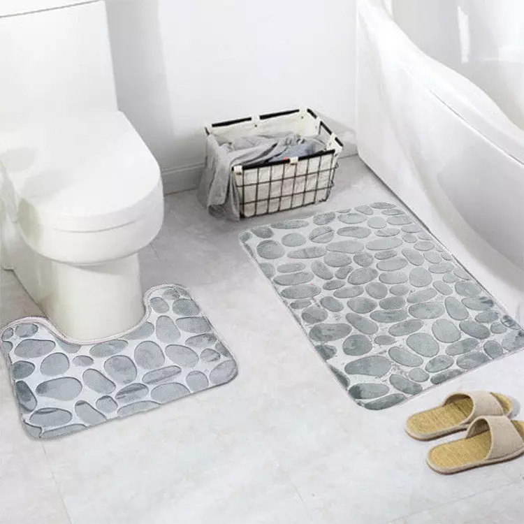 שטיחים לשירותים (40 תמונות): מודלים עם צוואר לשירותים, נוף של שטיחי טואלט מ איקאה יצרנים אחרים, מחצלות ירוקות גומי ועוד 10486_36