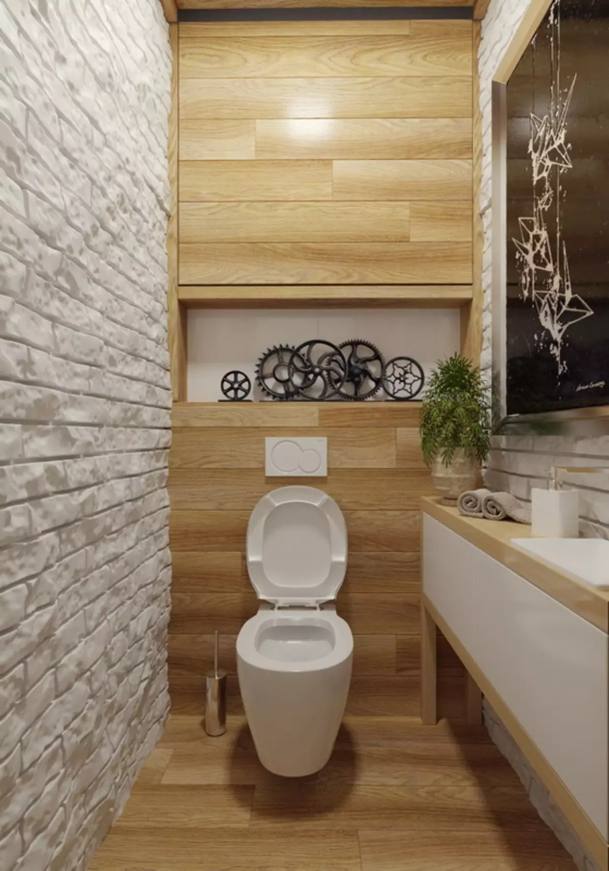 sanita Loft (40 fotos): Toilet interiores opções de design área muito pequena, a seleção Telefone 10498_13