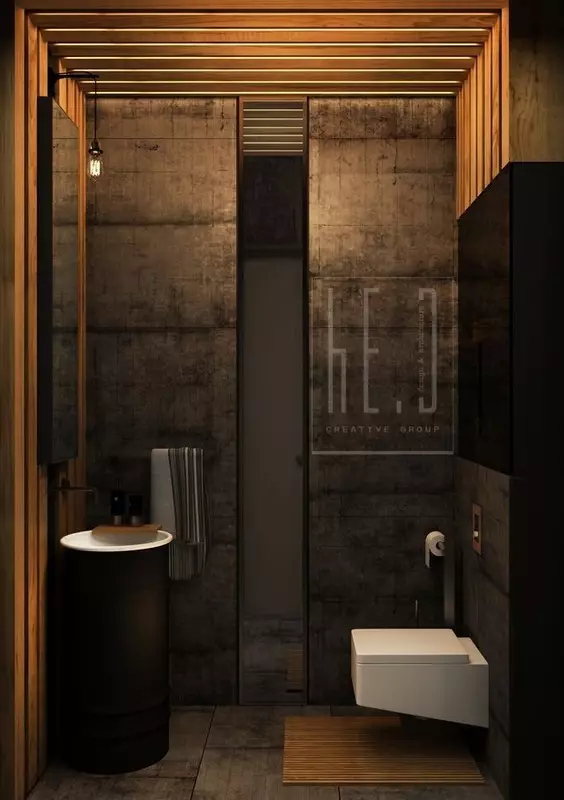 lavabo Loft (40 fotos): WC interiors opcions de disseny àrea molt petita, la selecció de telèfon 10498_14