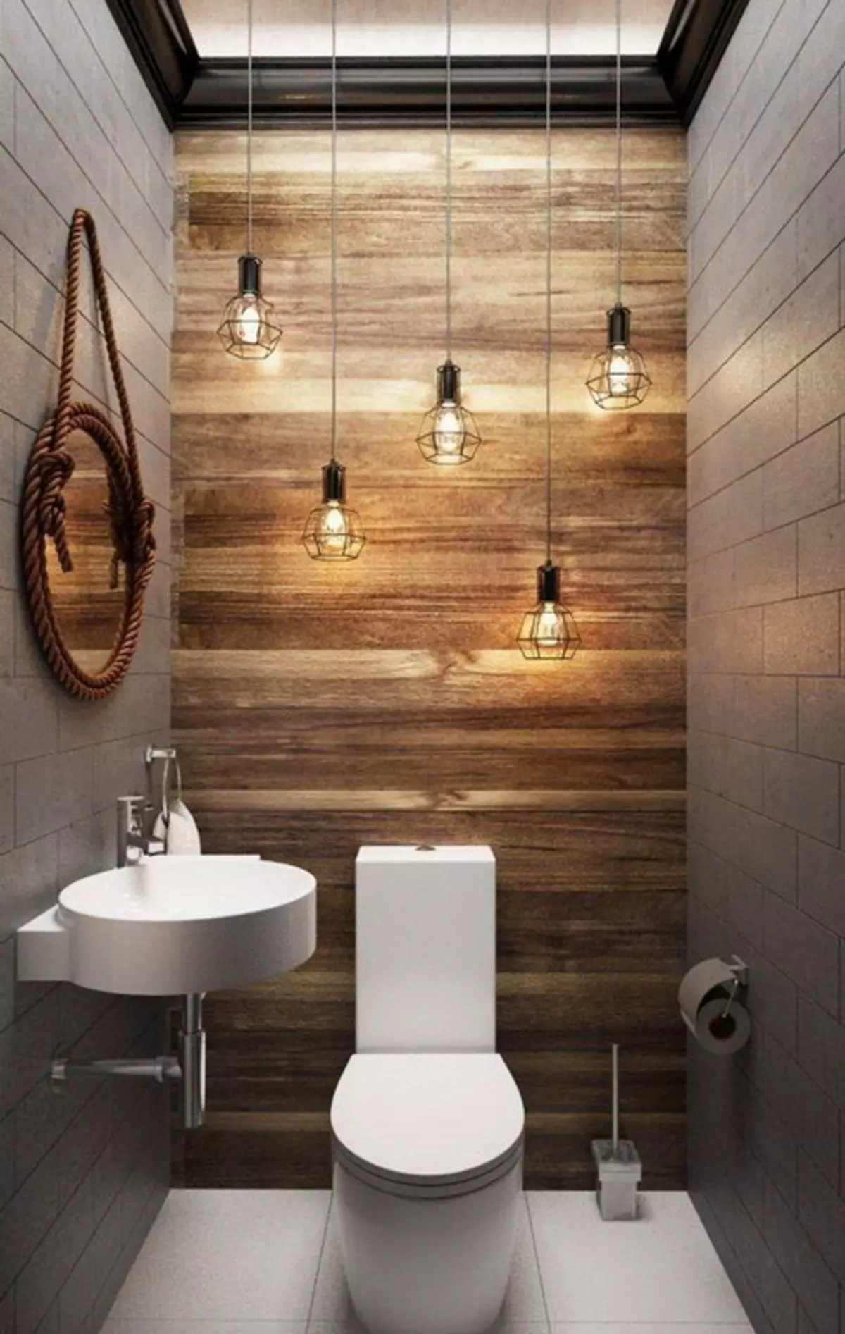 sanita Loft (40 fotos): Toilet interiores opções de design área muito pequena, a seleção Telefone 10498_18