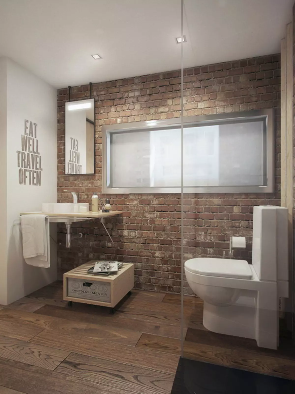 sanita Loft (40 fotos): Toilet interiores opções de design área muito pequena, a seleção Telefone 10498_20