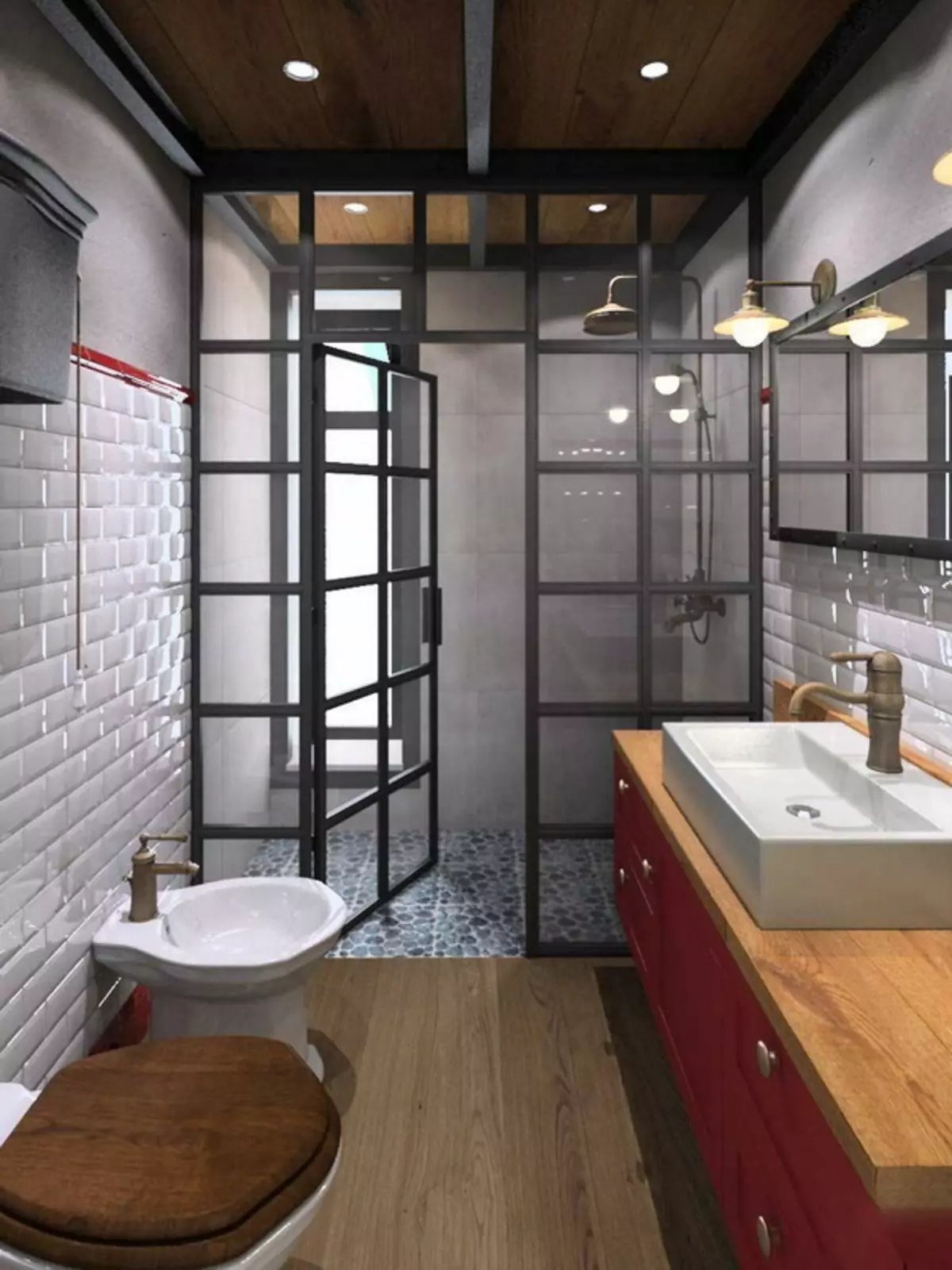 lavabo Loft (40 fotos): WC interiors opcions de disseny àrea molt petita, la selecció de telèfon 10498_28