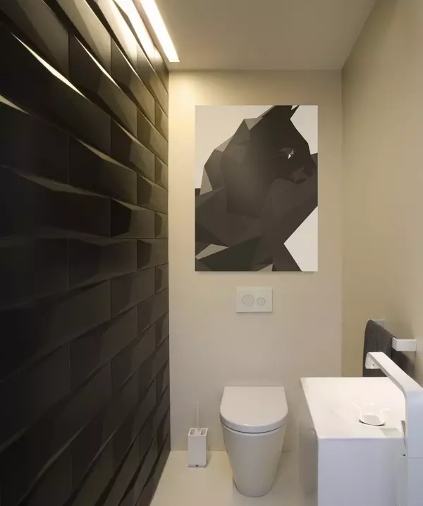 WC preto (67 fotos): Projeto de vaso sanitário em cores preto e branco, seleção de um banheiro de cor escura em um apartamento, acabamento com telhas pretas e vermelhas 10501_25