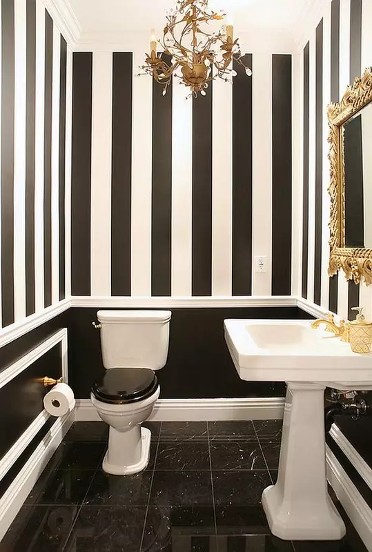 Swart toilet (67 foto's): Toiletontwerp in swart en wit kleure, seleksie van 'n donker kleur toilet in 'n woonstel, afwerking met swart en rooi teëls 10501_31