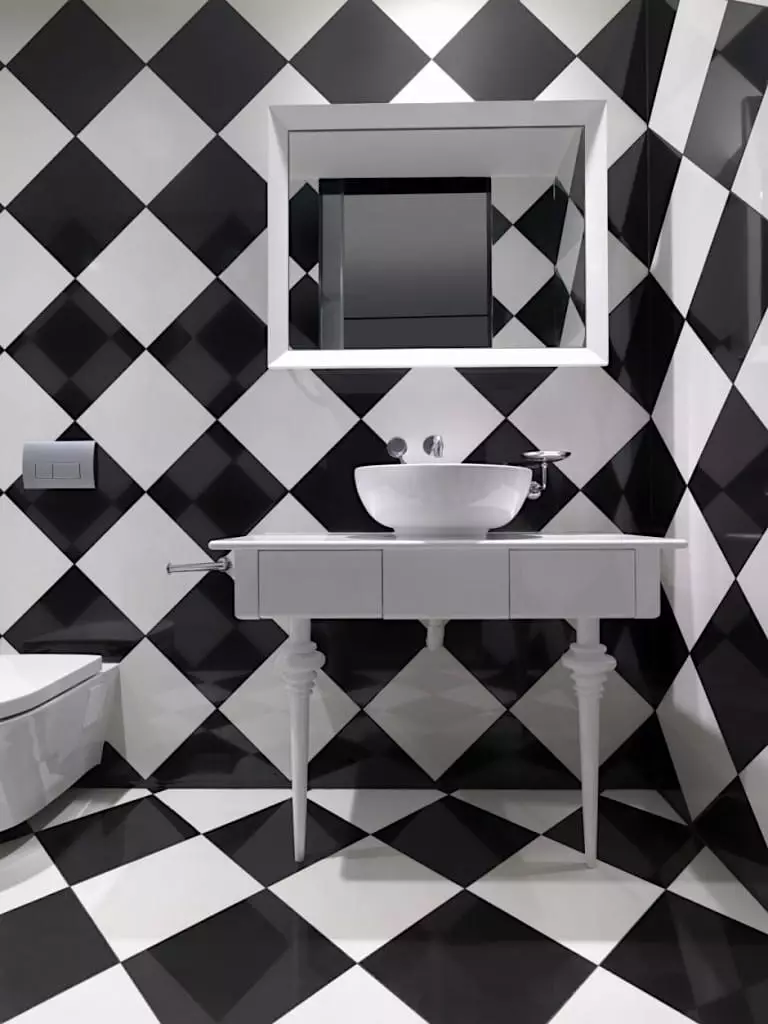 Musta WC (67 kuvaa): WC-muotoilu mustavalkoisissa väreissä, valikoima tumman väri-WC: n valikoima huoneistossa, jossa on mustat ja punaiset laatat 10501_34