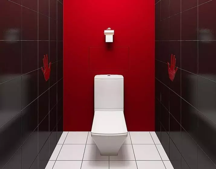 Černá toaleta (67 fotek): Design toaletu v černé a bílé barvy, výběr tmavých barevných WC v bytě, povrchová úprava černými a červenými dlaždicemi 10501_37