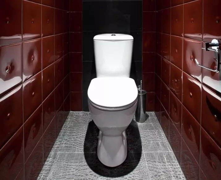 Kara Tuvalet (67 Fotoğraf): Siyah-beyaz renklerde tuvalet tasarımı, bir apartman dairesinde koyu renkli tuvalet seçimi, siyah ve kırmızı fayans ile bitirme 10501_60