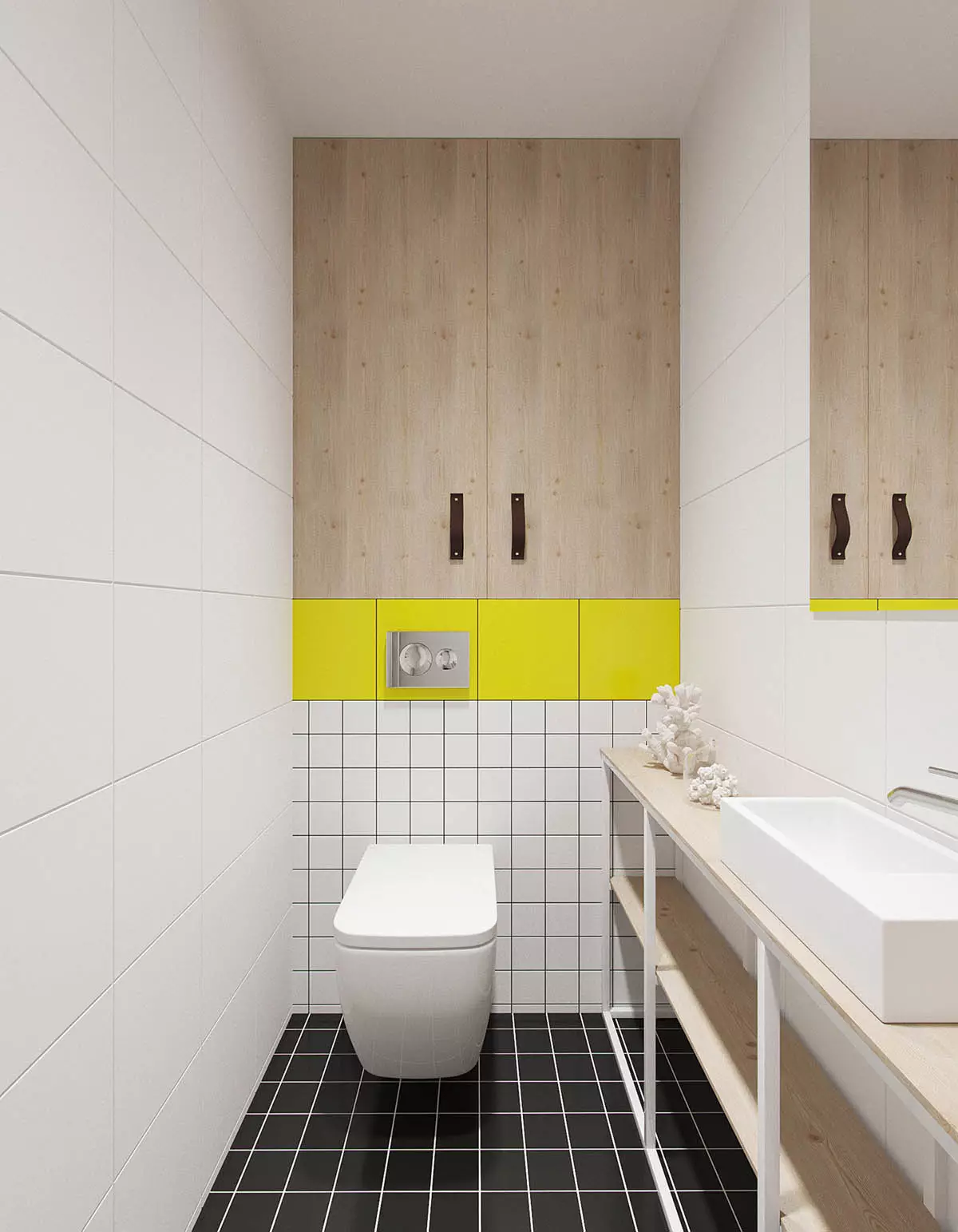 Design toaletu v Chrushchevce (58 fotografií): Dokončení malých toalet s dlažbou a jinými materiály. Možnosti interiéru WC 10503_22