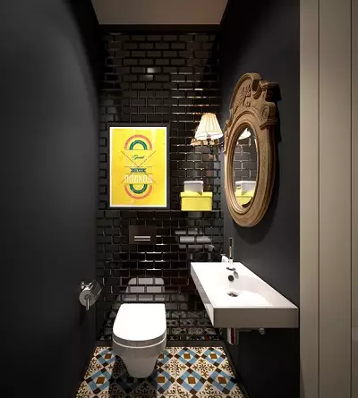 Тоалетски дизајн во Хрушчевка (58 фотографии): Завршување на мали солти со плочки и други материјали. Малку тоалетни опции за внатрешни работи 10503_33