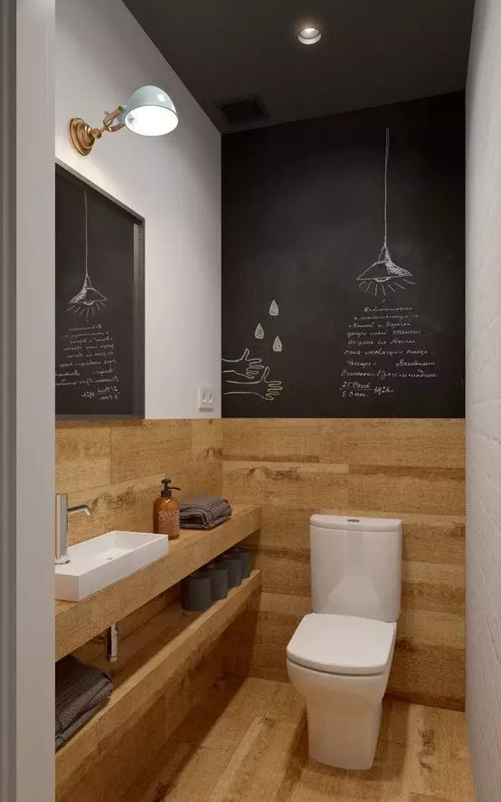 Design toaletu v Chrushchevce (58 fotografií): Dokončení malých toalet s dlažbou a jinými materiály. Možnosti interiéru WC 10503_56