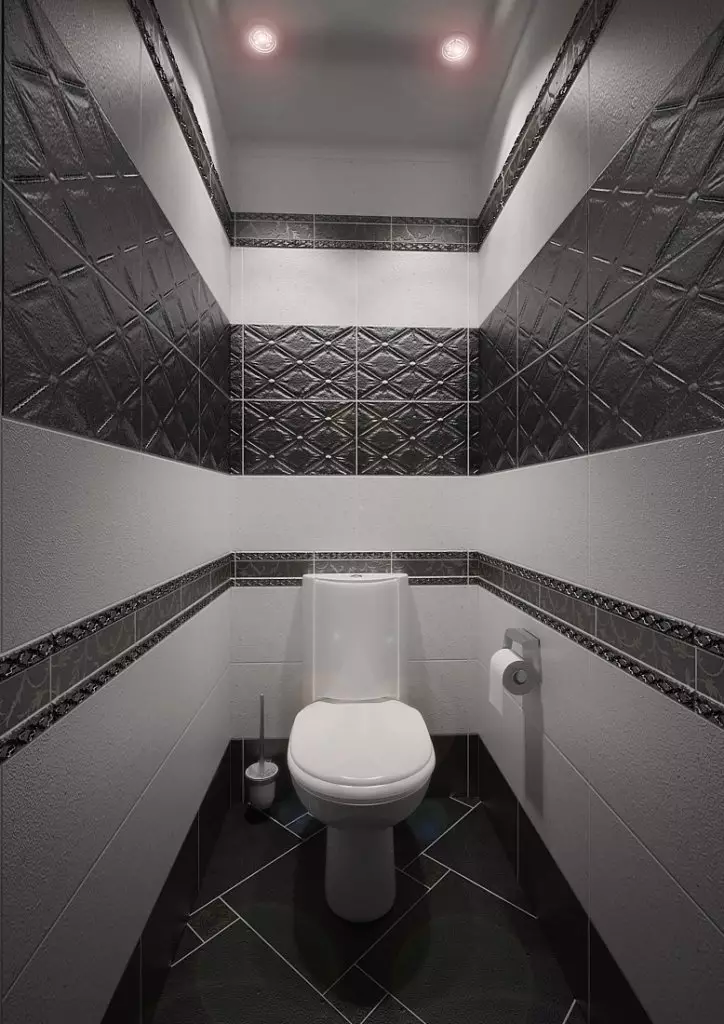 Dlaždice v záchodě (67 fotografií): Dlaždice v designu WC, keramické a dlážděné povrchové úpravy se zdi vzorem, stěna mozaika 10509_28