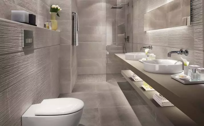Gạch trong nhà vệ sinh (67 ảnh): Ngói trong thiết kế nhà vệ sinh, một kết thúc gốm và lát gạch với một mô hình tường, một khảm tường 10509_49