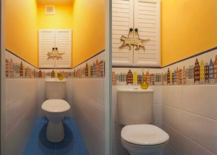 Fliese in der Toilette (67 Fotos): Fliesen im Design der Toilette, ein keramisches und gefliestes Finish mit einem Wandmuster, einem Wandmosaik 10509_65