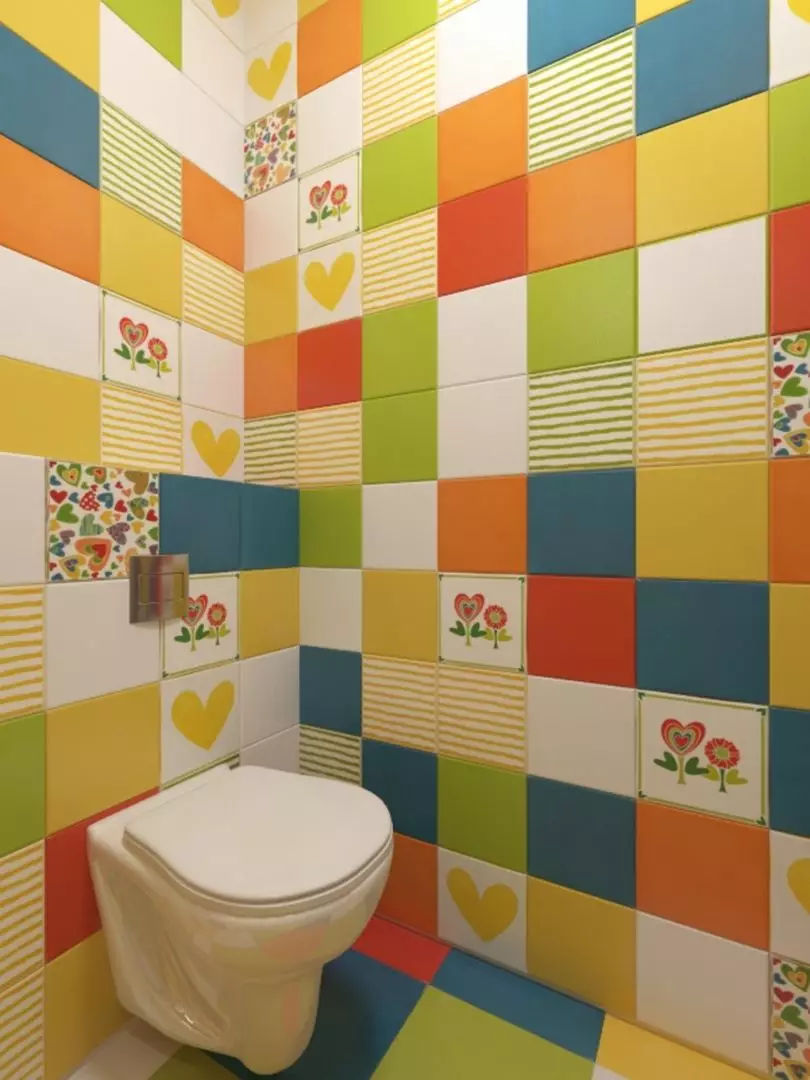 Tjegull në tualet (67 foto): tjegull në hartimin e tualetit, një fund qeramike dhe tiled me një model mur, një mozaik mur 10509_66